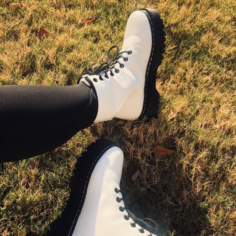 White Combat Boots